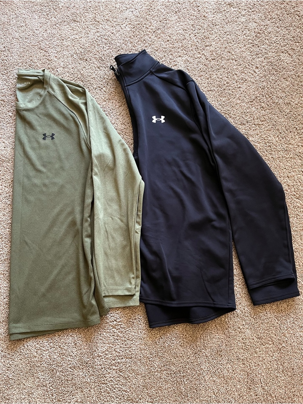 Bundle!!! Under Armour Black Quarter-Zip & Olive Green Performance Top Duo